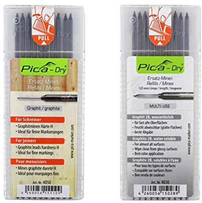 Pica DRY Ersatzminen Graphit Set Wassserlöslich Multi-Use 10 tlg, Ersatzminen Graphit Härte H 10 tlg,