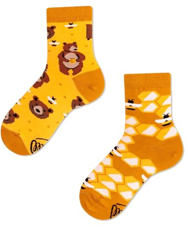 Many Mornings Unisex Kinder Honey Bear Kids Mismatched Socken