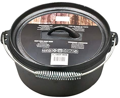 Dutch Oven 25 cm - Gusseisen Feuerkessel mit Tragegriff - Feuer Koch Topf Bräter