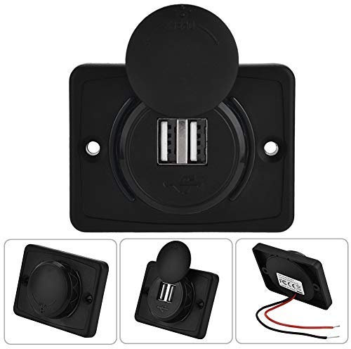 Gorgeri Cargador USB para Coche, 5V 3.1A Car Dual Negro ABS Puerto USB Cargador Toma de Corriente 12V LED Impermeabletoma Superficie 12v de USB Gris
