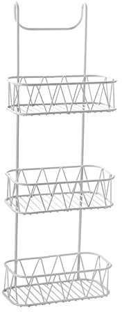 HOMION Hanging Caddy White - Over Shower door Screen Caddy Bathroom Organiser Shower Rack Storage Rack for Bathroom - No Rust Self Draining Design (3 Tier)