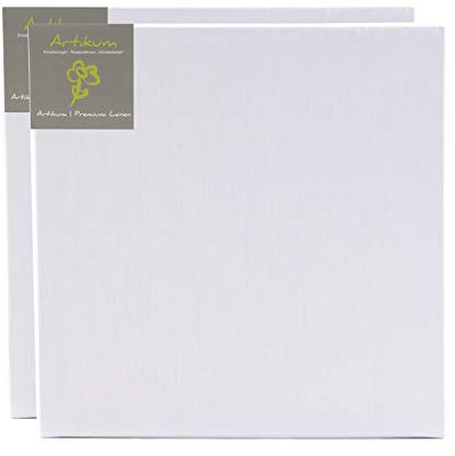 ARTIKUM 2X Premium LEINEN 70x70cm | Leinwände auf Keilrahmen 70 x 70 cm | 100% Leinentuch ±430gsm dreifach grundiert, malfertige bespannte Keilrahmen mit Leinwand