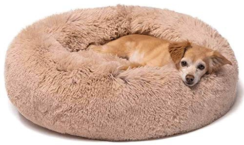 DOG Copenhagen Hundebett – Katzenbett – Hundekissen – Hundebett – Katzenkissen – Flauschiges Kissen – Anti-Stress – Traumkissen – rundes Kissen – Durchmesser 50 cm – Braun