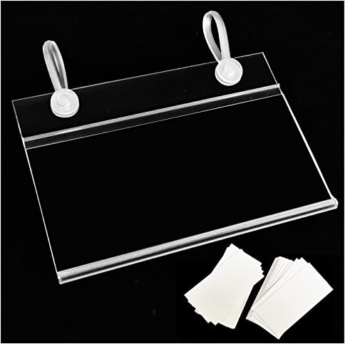 Etikettenhalter für Regale, aus Kunststoff, 7,9 x 5,7 cm, Drahtkorb, Etikettenhalter, Regal-Etikettenhalter mit einfachem Clip-Design, Schnappverschluss, 140 Stück