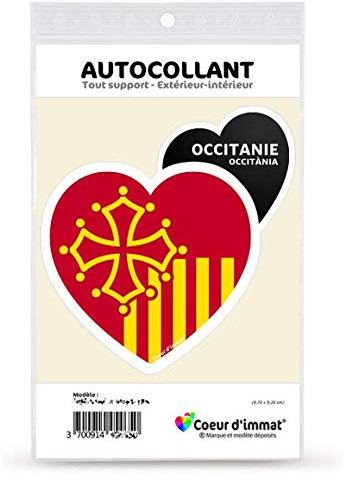 Sticker Autocollant Coeur J'aime l'Occitanie - Drapée