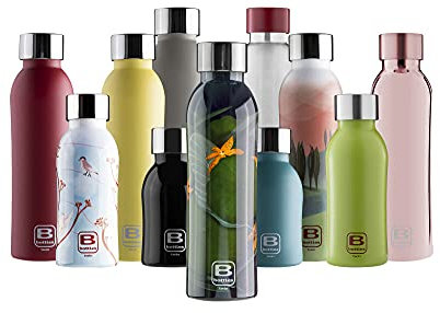 BUGATTI B BOTTLES TWIN Bottiglia termica 350 ml Flora: mantiene i liquidi caldi 12 H, freddi 24 e il ghiaccio 36 H. Borraccia fitness in acciaio inox 18/10 riutilizzabile