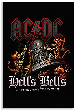 ASHDJ ACDC Hells Bells Tattoo Poster dekorative Malerei Leinwand Wandkunst Wohnzimmer Poster Schlafzimmer Malerei 12x18inch(30x45cm)