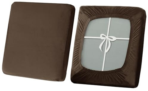 SYLC Sofa Sitzkissenbezug, Stretch Sitzkissenbezug rutschfest Mit Krawatten, Samt Überzüge Für Wohnwagen Polster Sitzbezüge Für Sofa(Coffee,Großer 1-Sitzer)