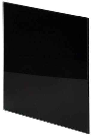 Bathroom Extractor Fan with Glass Front Panel - Pull Cord Timer Humidity Sensor (125mm / 5 Silent KWS with Pull Cord, Square Gloss Black - PTGBP)
