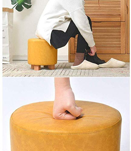 YGCBL Multifunktionaler Tragbarer Stiefhocker, Pu-Leder Gepolsterter Make-Up-Hocker Sofa-Bank Niedriger Hocker Dekorative Fußhocker Wechseln Sie Schuhhocker,Schwarz,29 * 29 * 35 cm