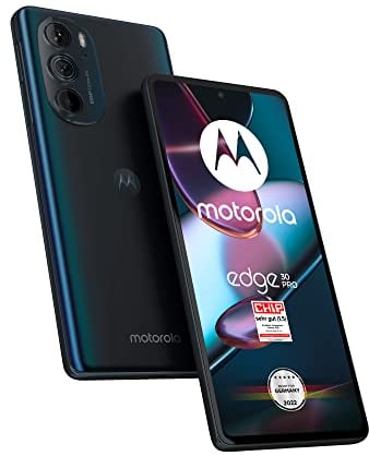 Motorola Moto Edge30 Pro Smartphone (display FHD+ da 6,7, fotocamera da 50 MP, fotocamera da 12/256 GB, 4800 mAh, Android 12), Cosmos Blue, con cover protettiva + adattatore auto [esclusiva su