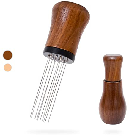 Woouch WDT Espresso Tool, Espresso distribution Tools,10 Needles 0.35mm Espresso Coffee Stirrer, Nature Wood Handle with Stand (Walnut)
