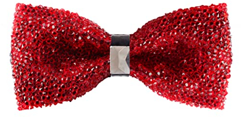 Strass-Fliege für Herren – vorgebundene Pailletten-Fliegen für Herren mit verstellbarer Länge, Schmuck-Fliege, Juwelen – Rot, Eine Größe passt meistens