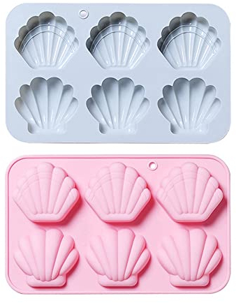 CANDeal Madeleines Baking Tray, Lot De 2 Plateaux à Madeleine, Moule à Madeleine, Moule à Madeleine En Silicone Non Collant, Moule à Gâteau 6 Trous Pour Gâteau/chocolat/bonbons/biscuits