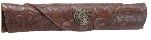 MiOYOOW Leder Stifttasche, Lederetui Stiftetui Vintage Stifthalter Füllfederhalter Tasche Handgemachte Brunnen Stiftetui für Schule Büro Alltag