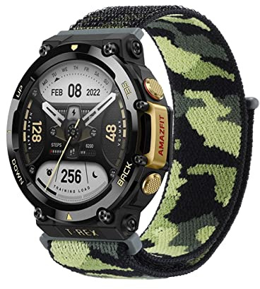 SABSEN Camouflage Nylon Solo Loop Armband für Amazfit T-Rex/Amazfit T-Rex Pro, Camouflage Nylon Armbänder Uhrenarmband Sport Ersatzband Kompatibel mit Amazfit T-Rex/Amazfit T-Rex Pro Armband (C)