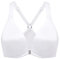 Delimira Women's Front Fastening Bras Plunge Plus Size Underwired Racer Back Unlined T Shirt Bra White 40D