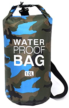 JSRHEEM Dry Bag – Sacchetto impermeabile da 10 l, 20 l, 30 l, con tracolla regolabile, sacchetto impermeabile per nuoto, rafting, campeggio, pesca, canottaggio, kayak, Azzurro, 10 l, Zaino