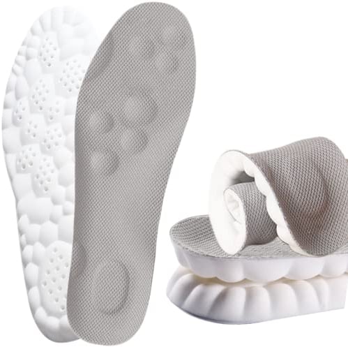 Memory Schaum Einlegesohlen mit Arch Support für Damen und Herren, Komfort Massage Einlegesohlen, Ersatz-Schuheinlagen für Turnschuhe, Turnschuhe, Arbeitsstiefel(38.5/39EU grau)