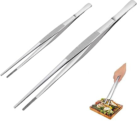 Pince Cuisine Inox Professionnel,2 Pièces Pincette de Cuisine Pince Barbecue Pince a Viande Professionnelle Pincette Barbecue Pince Cuisine pour Cuisine,Barbecue et Cuisson 20cm 30cm