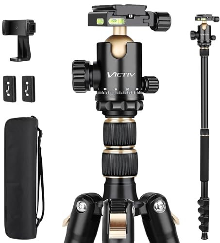 Tripod for Camera, Professional DSLR Tripod for Photography, Tall Camera Tripod Stand, Lightweight Heavy Duty Tripod for Spotting Scopes, Telescope and Binoculars, Compact Complete Tripod Units