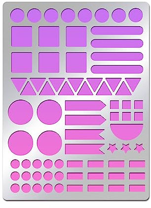 BENECREAT Geometrische Metallschablone, Runde Quadratische Edelstahl-Schablone Metall-Tagebuch-Vorlage Für Holzbrennen, Gravieren, Malen, Scrapbooking, 5.5x7.5 cm
