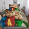 BARDYS Alvin and The Chipmunks Bedding 3D Gedruckte Bettbezüge Kissenbezug,Weiche Mikrofaser, Bettbezug Set Bettwäsche Mit Reißverschluss Für Erwachsene Single（135x200cm）