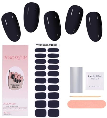 EBANKU Gel Nail Strips, Long Lasting Waterproof Real Nail Polish Wraps Stickers with Cuticle Stick Nail File Wipes & Sealing (UV/LED Lamp Requirement)