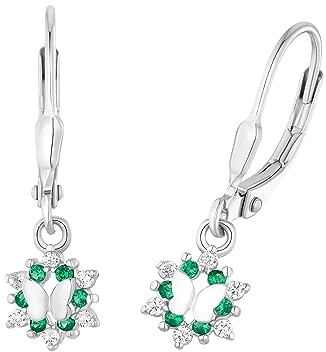 Prinzessin Lillifee Ohrhänger 925 Sterling Silber Mädchen Kinder Ohrschmuck, mit Zirkonia synth., 2,4 cm, Silber, Schmetterling, Kommt in Schmuck Geschenk Box, 2036992