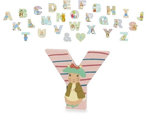 Peter Rabbit Wooden Letters by Orange Tree Toys, Letter Y with Benjamin - Alphabet Animal Letter for Personalised Baby Name, Toy Box, Door, Wall Decorations, Animals Nursery Decor, Boys Girls Bedroom