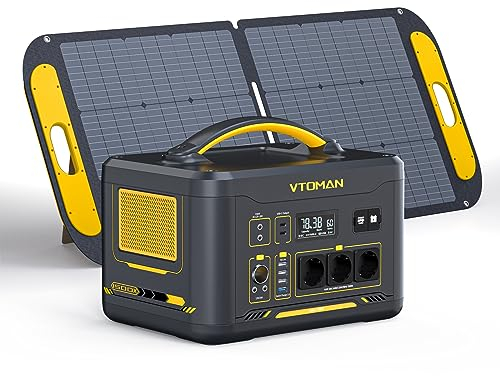 VTOMAN Jump 1500X Estación de Energía Portátil con 110W Panel Solar, 1500W/828Wh Batería LiFeP04 Generador Solar, Salida CA de 3 1500W/Salida USB QC 3.0 para Acampada al Aire Libre, Viajes, Pesca