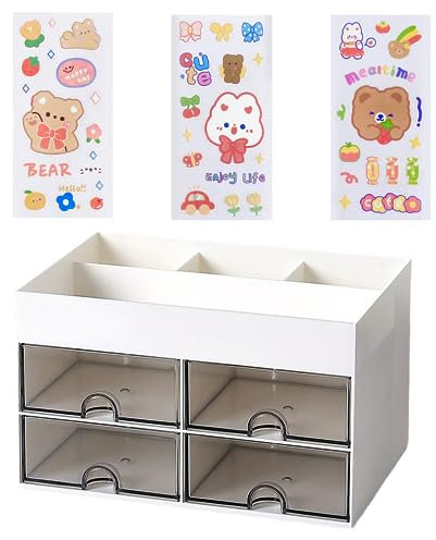 MEMOFYND 1 organizer da scrivania con 3 adesivi fai da te, cassetto portaoggetti da scrivania, organizzatore fisso, accessori da scrivania, organizer per cassetti.