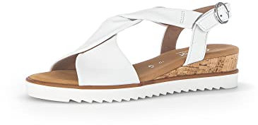Gabor Damen Keilsandalen, Frauen Sandalen,Moderate Mehrweite (G),Keilabsatz,Wedge-Heel,bequem,flach,Weiss(Kork/offwhi),37 EU / 4 UK