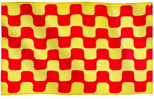 Runesol Bandera de Tarragona, 91x152cm, 3ft x 5ft, 4 Ojales, Ojal en Cada Esquina, Bandera Regional Española, Tarragonès, Camp de Tarragona, Banderas Premium, Interior, Exterior, Colores Vivos