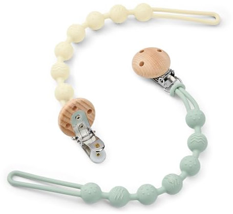 WeSweet Schnullerkette Silikon, BPA frei Schnullerband mit Geschenkverpackung Tolle Babygeschenke fürJungen und Mädchen (Beige+Rosa)