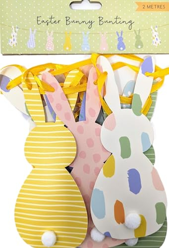 YLAB Guirlande de Lapin de Pâques, Imprimée sur Carte - Double Face - 2 Mètres