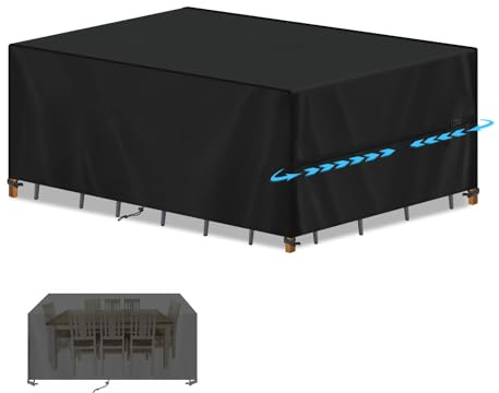 SIMPHAUS Housses pour Mobilier de Jardin Housse Table Jardin Bache Protection Salon de Jardin Exterieur Anti-UV Bâche de Table 420D Oxford Tissu Imperméable Extérieur 200x100x75cm