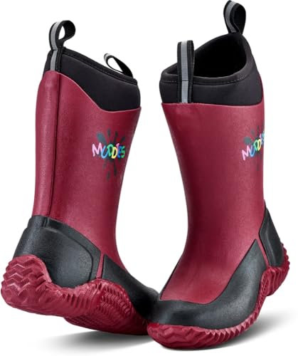Grubs Muddies Icicle Unisex Kids Warm Neoprene Wellies Boots (Red, UK Footwear Size System, Little Kid, Men, Numeric, Medium, 7)