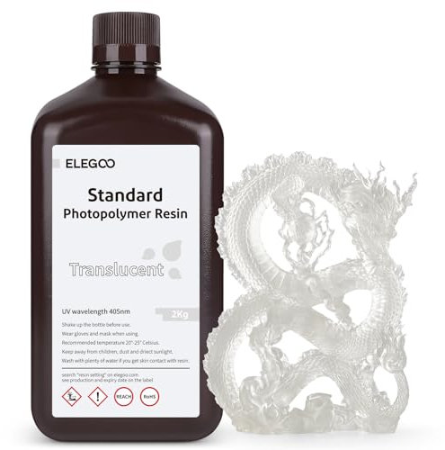 ELEGOO 3D Printer Rapid Resin, 405nm LCD UV-Curing Resin Standard Photopolymer Resin for LCD 3D Printing Translucent 2000G