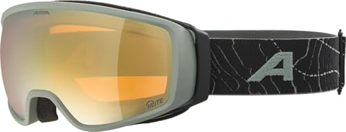 ALPINA DOUBLE JACK PLNT Q-LITE - Verspiegelte, Kontrastverstärkende OTG Skibrille Mit 100% UV-Schutz Für Erwachsene, willow-green matt, One Size