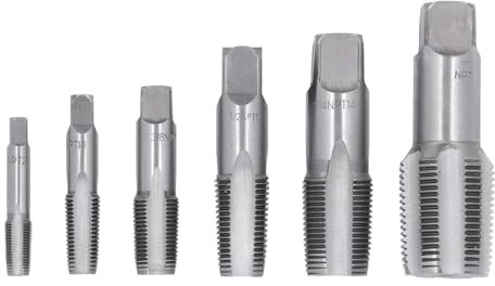 6 pièces de tarauds à pipe NPT 1 3/4 1/2 3/8 1/4 1/8 Kit d'outils de taraudage en acier au carbone Tubes en PVC