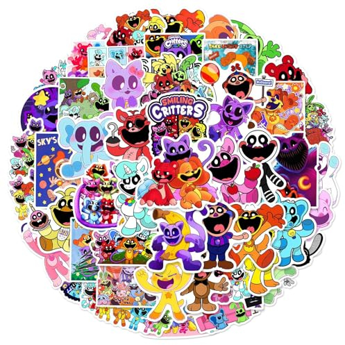 100stk Lächelnde Tiere Erschreckendes Lächeln Kleine Tier Graffiti Aufkleber - Wasserfeste Vinyl Stickers für Wasserbecher, Anime, DIY Dekoration