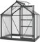 Outsunny Serre de Jardin Polycarbonate 2,51 m² Serre en Aluminium pour Le Jardin 190 x 132 x 201 cm résistant aux UV, avec Fondation renforcé, gouttière, Lucarne et Porte Coulissant, Gris