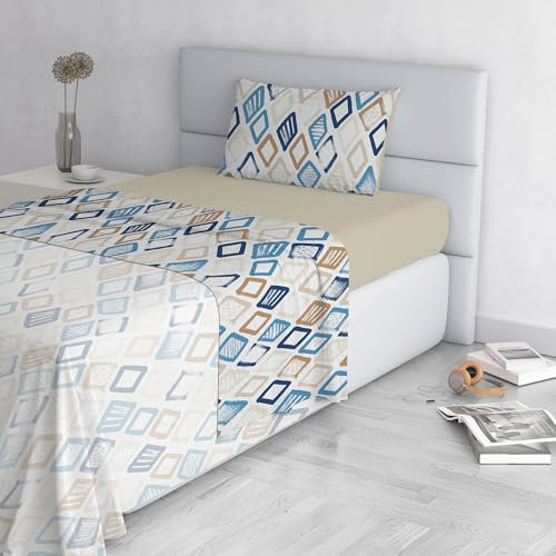 Set Lenzuola Letto Fashion, Made in Italy- Completo Letto in Morbida Microfibra, Lenzuolo Sotto con Angoli, Telo Sopra 150x270 e Federa con Patella Interna, Singolo, Jolly