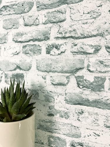 NEWROOM Tapete Grau Vliestapete Stein - Steintapete Modern Weiß Hellgrau Ziegelstein Klinker Steinoptik 3D Optik Backstein Steinmauer inkl. Tapezier-Ratgeber