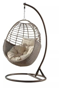 Korbstuhl aus Rattan, Wiege Rattanstuhl Wiege Stuhl Balkon Schaukel Wippe Indoor Outdoor Eisen Chlorophytum Comosum Bett, Garten-/Terrassenmöbel