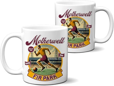 KRAFTYGIFTS Personalised Motherwell Mug Nostalgia Football Fan Cup Retro Vintage Tea Coffee Fathers Day Gift for Him NFM57