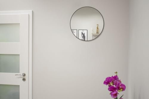 NMK HOME Runder Spiegel 40 cm - Dekorative Wandspiegel mit Schwarz Rahmen für Badezimmer, Waschtisch, Wohnzimmer und Schlafzimmer