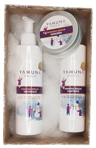 Yamuna Pflaume mit Zimt Körperpflege-Set, Naturkosmetik aus Ungarn! Duschgel, Körperlotion, Handcreme in einem Geschenkbox.Ideales Geschenkset für Frauen.