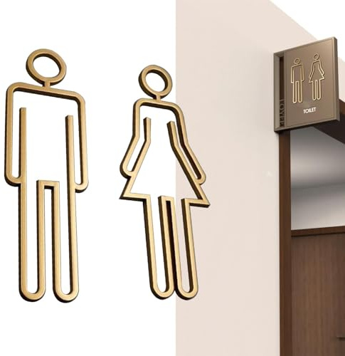 Xummpxuk Letrero de baño, letrero decorativo para pared, símbolos modernos para baño masculino y femenino, señalización de inodoro unisex para centro comercial, negocios, restaurantes